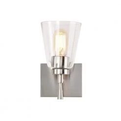 Discount 😉 Briarwood 1-Light Brushed Nickel Indoor Wall Sconce with Clear Cone Glass Shade by Edvivi 🥰 -Deals Edvivi || Atlas Store brushed nickel edvivi vanity lighting ew6691bn 1d 1000