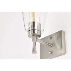 Discount 😉 Briarwood 1-Light Brushed Nickel Indoor Wall Sconce with Clear Cone Glass Shade by Edvivi 🥰 -Deals Edvivi || Atlas Store brushed nickel edvivi vanity lighting ew6691bn 1f 1000