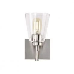 Discount 😉 Briarwood 1-Light Brushed Nickel Indoor Wall Sconce with Clear Cone Glass Shade by Edvivi 🥰 -Deals Edvivi || Atlas Store brushed nickel edvivi vanity lighting ew6691bn 66 1000