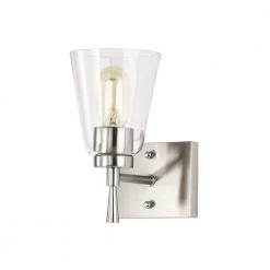 Discount 😉 Briarwood 1-Light Brushed Nickel Indoor Wall Sconce with Clear Cone Glass Shade by Edvivi 🥰 -Deals Edvivi || Atlas Store brushed nickel edvivi vanity lighting ew6691bn 77 1000