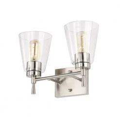 Budget ❤️ Briarwood 13 in. 2-Lights Brushed Nickel Vanity Light with Clear Glass Cone Shades by Edvivi 🥰 25 Budget ❤️ Briarwood 13 in. 2-Lights Brushed Nickel Vanity Light with Clear Glass Cone Shades by Edvivi 🥰 -Deals Edvivi || Atlas Store brushed nickel edvivi vanity lighting ew6791bn 1f 1000