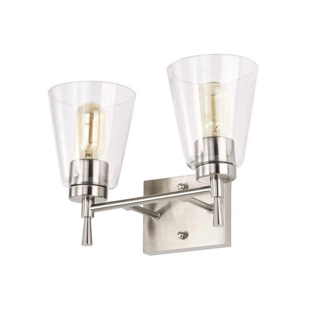 Budget ❤️ Briarwood 13 in. 2-Lights Brushed Nickel Vanity Light with Clear Glass Cone Shades by Edvivi 🥰 12 Budget ❤️ Briarwood 13 in. 2-Lights Brushed Nickel Vanity Light with Clear Glass Cone Shades by Edvivi 🥰 - Image 10