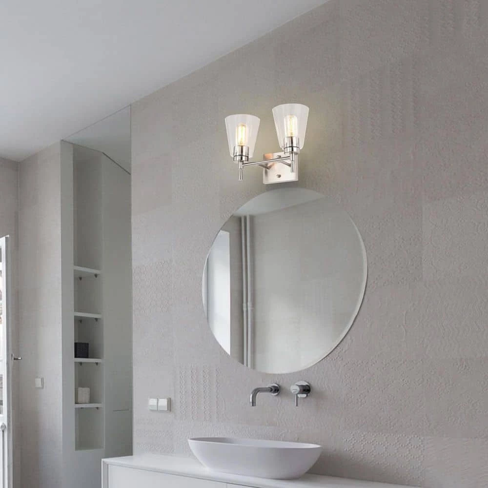 Budget ❤️ Briarwood 13 in. 2-Lights Brushed Nickel Vanity Light with Clear Glass Cone Shades by Edvivi 🥰 16 Budget ❤️ Briarwood 13 in. 2-Lights Brushed Nickel Vanity Light with Clear Glass Cone Shades by Edvivi 🥰 - Image 14