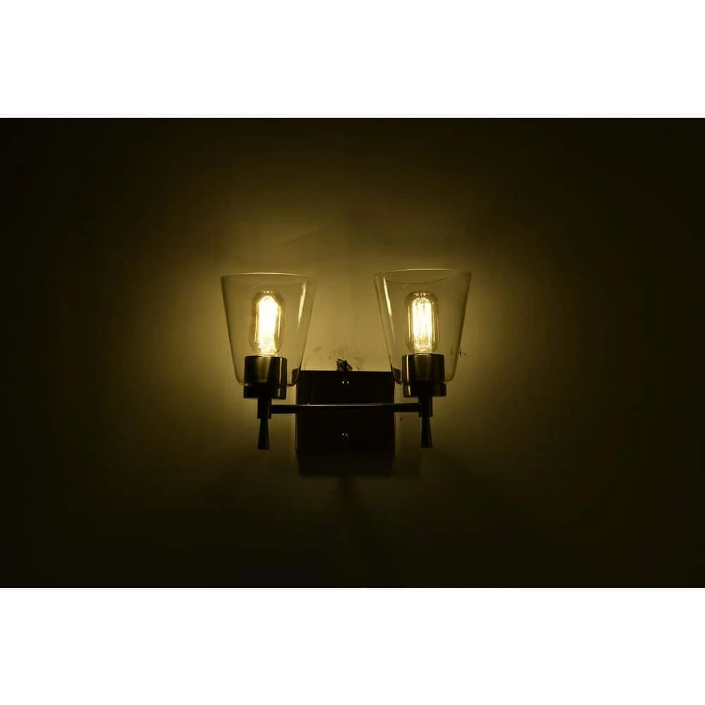 Budget ❤️ Briarwood 13 in. 2-Lights Brushed Nickel Vanity Light with Clear Glass Cone Shades by Edvivi 🥰 5 Budget ❤️ Briarwood 13 in. 2-Lights Brushed Nickel Vanity Light with Clear Glass Cone Shades by Edvivi 🥰 - Image 3