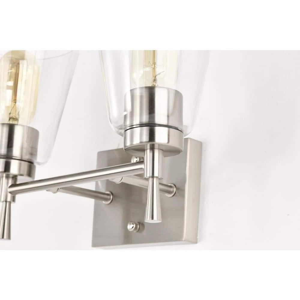 Budget ❤️ Briarwood 13 in. 2-Lights Brushed Nickel Vanity Light with Clear Glass Cone Shades by Edvivi 🥰 14 Budget ❤️ Briarwood 13 in. 2-Lights Brushed Nickel Vanity Light with Clear Glass Cone Shades by Edvivi 🥰 - Image 12