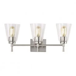 Best deal 👏 Briarwood 21 in. 3-Lights Brushed Nickel Vanity Light with Clear Glass Cone Shades by Edvivi 😉