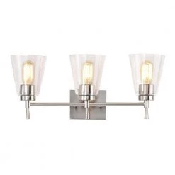 Best deal 👏 Briarwood 21 in. 3-Lights Brushed Nickel Vanity Light with Clear Glass Cone Shades by Edvivi 😉 -Deals Edvivi || Atlas Store brushed nickel edvivi vanity lighting ew6891bn 77 1000