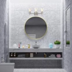 Best deal 👏 Briarwood 21 in. 3-Lights Brushed Nickel Vanity Light with Clear Glass Cone Shades by Edvivi 😉 -Deals Edvivi || Atlas Store brushed nickel edvivi vanity lighting ew6891bn c3 1000