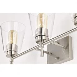 Best deal 👏 Briarwood 21 in. 3-Lights Brushed Nickel Vanity Light with Clear Glass Cone Shades by Edvivi 😉 -Deals Edvivi || Atlas Store brushed nickel edvivi vanity lighting ew6891bn fa 1000