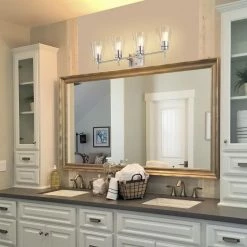 Cheapest 🎁 Briarwood 30 in. 4-Lights Brushed Nickel Vanity Light with Clear Glass Cone Shades by Edvivi 🌟 -Deals Edvivi || Atlas Store brushed nickel edvivi vanity lighting ew6991bn 31 1000