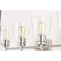 Cheapest 🎁 Briarwood 30 in. 4-Lights Brushed Nickel Vanity Light with Clear Glass Cone Shades by Edvivi 🌟 -Deals Edvivi || Atlas Store brushed nickel edvivi vanity lighting ew6991bn 44 1000