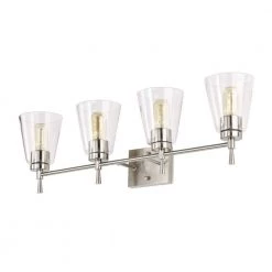 Cheapest 🎁 Briarwood 30 in. 4-Lights Brushed Nickel Vanity Light with Clear Glass Cone Shades by Edvivi 🌟 -Deals Edvivi || Atlas Store brushed nickel edvivi vanity lighting ew6991bn 77 1000