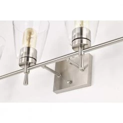 Cheapest 🎁 Briarwood 30 in. 4-Lights Brushed Nickel Vanity Light with Clear Glass Cone Shades by Edvivi 🌟 -Deals Edvivi || Atlas Store brushed nickel edvivi vanity lighting ew6991bn fa 1000