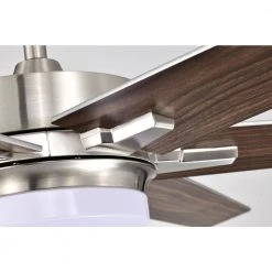 Cheapest 🥰 52 in. Integrated LED Indoor Brushed Nickel 6-Blade Reversible Ceiling Fan w/Light Kit, Remote Control by Edvivi 🤩 -Deals Edvivi || Atlas Store brushed nickel silver and dark walnut edvivi ceiling fans with lights ffg7621bn 76 1000