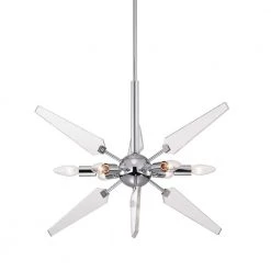 Outlet โญ Astrid 6- Light Chrome and Acrylic Blade Sputnik Mid- Century Modern Pendant by Edvivi ๐