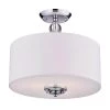 Best Pirce 💯 Coastal 3-Light Modern Chrome 16 in. Semi-Flush Mount with White Fabric Drum Shade by Edvivi 😀