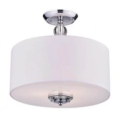 Best Pirce ๐ฏ Coastal 3-Light Modern Chrome 16 in. Semi-Flush Mount with White Fabric Drum Shade by Edvivi ๐