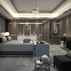 Brand new 💯 Cynthia 48 in. Glam Indoor Chrome Modern Ceiling Fan with Crystal Light Kit and Remote Control by Edvivi ⭐ -Deals Edvivi || Atlas Store chrome edvivi ceiling fans with lights ffg771ch c3 1000