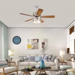 Promo ✨ Cynthia 52 in. Indoor Chrome Glam Reversible Ceiling Fan with Crystal Light Kit and Remote Control by Edvivi 🤩 -Deals Edvivi || Atlas Store chrome edvivi ceiling fans with lights ffg775ch 31 1000