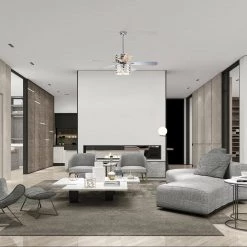 Promo ✨ Cynthia 52 in. Indoor Chrome Glam Reversible Ceiling Fan with Crystal Light Kit and Remote Control by Edvivi 🤩 -Deals Edvivi || Atlas Store chrome edvivi ceiling fans with lights ffg775ch 4f 1000