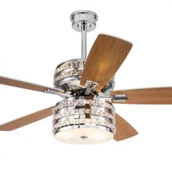 Promo โจ Cynthia 52 in. Indoor Chrome Glam Reversible Ceiling Fan with Crystal Light Kit and Remote Control by Edvivi ๐คฉ
