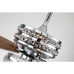 Promo ✨ Cynthia 52 in. Indoor Chrome Glam Reversible Ceiling Fan with Crystal Light Kit and Remote Control by Edvivi 🤩 -Deals Edvivi || Atlas Store chrome edvivi ceiling fans with lights ffg775ch 76 1000