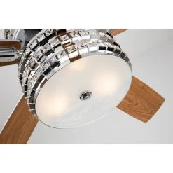 Promo ✨ Cynthia 52 in. Indoor Chrome Glam Reversible Ceiling Fan with Crystal Light Kit and Remote Control by Edvivi 🤩 -Deals Edvivi || Atlas Store chrome edvivi ceiling fans with lights ffg775ch fa 1000