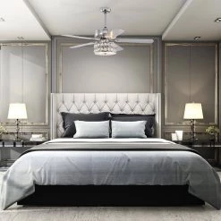 Buy 🤩 Danae 52 in. Indoor Chrome Glam Reversible Ceiling Fan with Crystal Light and Remote Control by Edvivi 👏 -Deals Edvivi || Atlas Store chrome edvivi ceiling fans with lights ffg778ch c3 1000