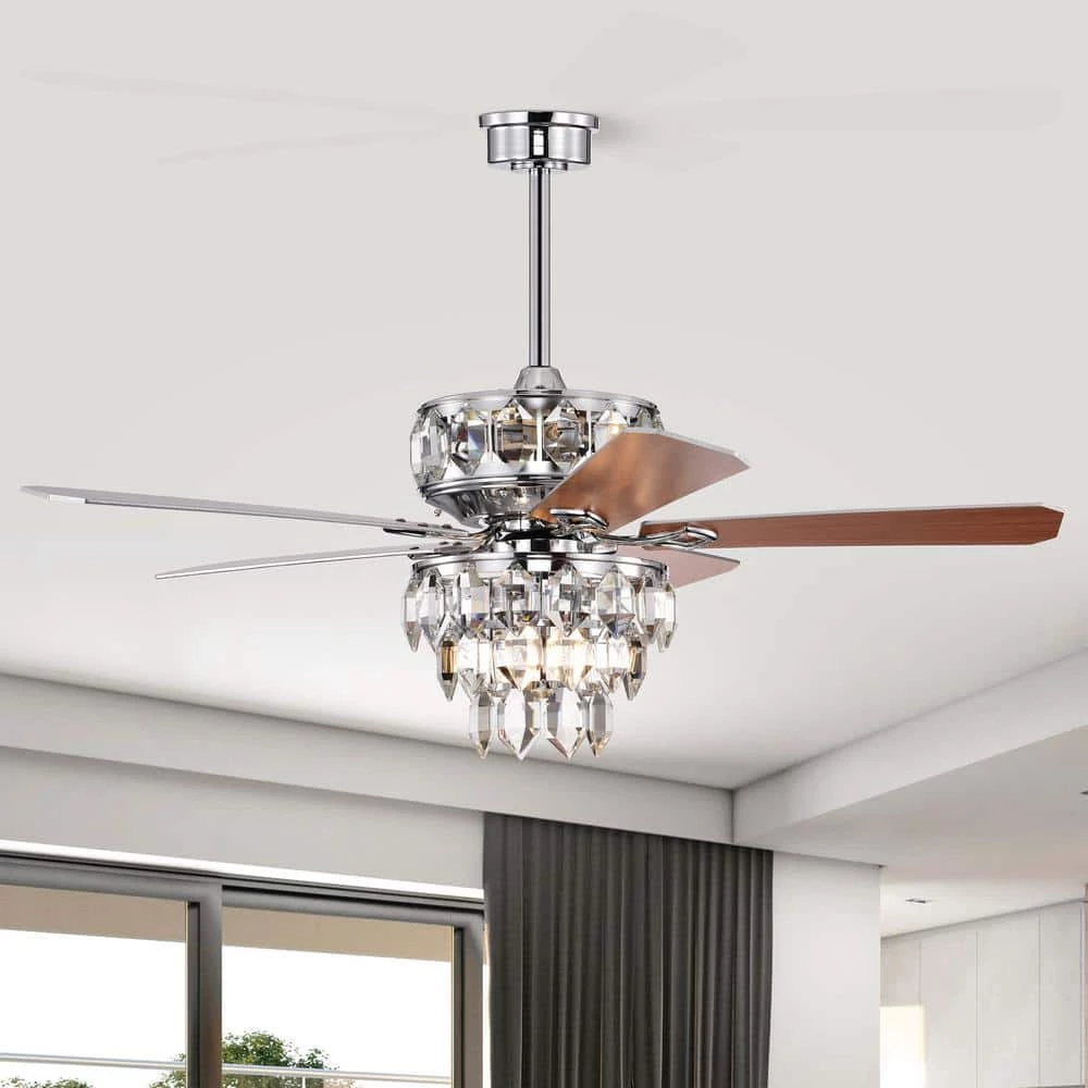 Best deal ๐ Howell 52 in. Modern LED Indoor Chrome Glam Ceiling Fan with Crystal Light Kit and Remote Control by Edvivi ๐ฏ 5 Best deal ๐ Howell 52 in. Modern LED Indoor Chrome Glam Ceiling Fan with Crystal Light Kit and Remote Control by Edvivi ๐ฏ - Image 3