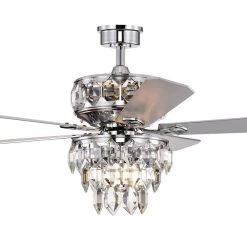 Best deal 🛒 Howell 52 in. Modern LED Indoor Chrome Glam Ceiling Fan with Crystal Light Kit and Remote Control by Edvivi 💯