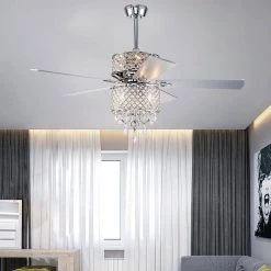 Best reviews of 🧨 Marya 52 in. Glam Indoor Chrome Modern Reversible Ceiling Fan with Crystal Light Kit and Remote Control/Hanging Crystals by Edvivi 😉 -Deals Edvivi || Atlas Store chrome edvivi ceiling fans with lights ffg781ch 44 1000