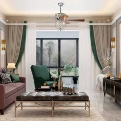 Best reviews of 🧨 Marya 52 in. Glam Indoor Chrome Modern Reversible Ceiling Fan with Crystal Light Kit and Remote Control/Hanging Crystals by Edvivi 😉 -Deals Edvivi || Atlas Store chrome edvivi ceiling fans with lights ffg781ch 4f 1000