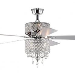 Best reviews of ๐งจ Marya 52 in. Glam Indoor Chrome Modern Reversible Ceiling Fan with Crystal Light Kit and Remote Control/Hanging Crystals by Edvivi ๐