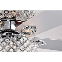 Best reviews of 🧨 Marya 52 in. Glam Indoor Chrome Modern Reversible Ceiling Fan with Crystal Light Kit and Remote Control/Hanging Crystals by Edvivi 😉 -Deals Edvivi || Atlas Store chrome edvivi ceiling fans with lights ffg781ch 76 1000