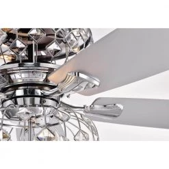 Hot Sale 🎉 Ariana 52 in. Indoor Chrome Glam Reversible Ceiling Fan with Crystal Light Kit and Remote Control by Edvivi 🥰 -Deals Edvivi || Atlas Store chrome edvivi ceiling fans with lights ffj787ch 44 1000