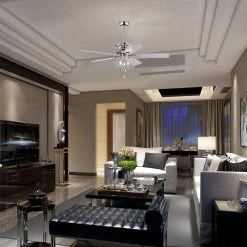 Hot Sale 🎉 Ariana 52 in. Indoor Chrome Glam Reversible Ceiling Fan with Crystal Light Kit and Remote Control by Edvivi 🥰 -Deals Edvivi || Atlas Store chrome edvivi ceiling fans with lights ffj787ch 77 1000