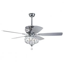 Hot Sale 🎉 Ariana 52 in. Indoor Chrome Glam Reversible Ceiling Fan with Crystal Light Kit and Remote Control by Edvivi 🥰 -Deals Edvivi || Atlas Store chrome edvivi ceiling fans with lights ffj787ch c3 1000