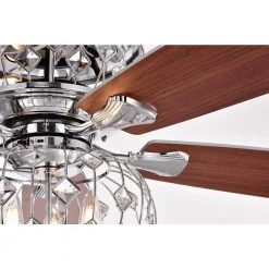 Hot Sale 🎉 Ariana 52 in. Indoor Chrome Glam Reversible Ceiling Fan with Crystal Light Kit and Remote Control by Edvivi 🥰 -Deals Edvivi || Atlas Store chrome edvivi ceiling fans with lights ffj787ch fa 1000