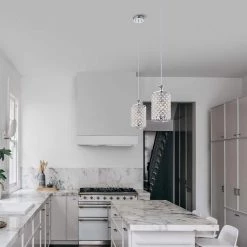 Budget ❤️ Marya 1-Light Chrome Round Beaded Drum Pendant Lighting with Crystals by Edvivi ✨ -Deals Edvivi || Atlas Store chrome edvivi chandeliers emg821ch 31 1000