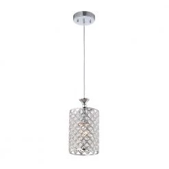 Deals Edvivi || Atlas Store 18 Budget โค๏ธ Marya 1-Light Chrome Round Beaded Drum Pendant Lighting with Crystals by Edvivi โจ