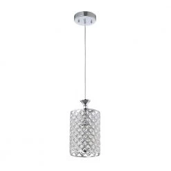 Budget ❤️ Marya 1-Light Chrome Round Beaded Drum Pendant Lighting with Crystals by Edvivi ✨ -Deals Edvivi || Atlas Store chrome edvivi chandeliers emg821ch 77 1000