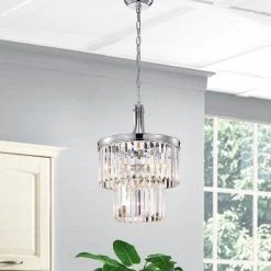 Wholesale 🧨 Clarus 4-Light Glam Chrome Round 2 Tiered Chandelier with Colonial Hanging Crystals by Edvivi 🌟 -Deals Edvivi || Atlas Store chrome edvivi chandeliers epg427ch 31 1000