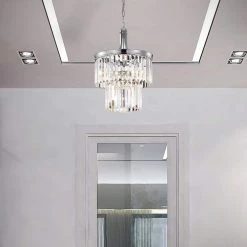 Wholesale 🧨 Clarus 4-Light Glam Chrome Round 2 Tiered Chandelier with Colonial Hanging Crystals by Edvivi 🌟 -Deals Edvivi || Atlas Store chrome edvivi chandeliers epg427ch 44 1000