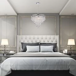 Budget 👍 Lexington 5-Light Modern Glam Chrome Chandelier with Cascading Crystals by Edvivi ✨ -Deals Edvivi || Atlas Store chrome edvivi chandeliers epg807ch c3 1000