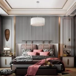 Brand new 🥰 Pamina 22 in. 5-Light Chrome Glam Drum Shade Chandelier by Edvivi 😀 -Deals Edvivi || Atlas Store chrome edvivi chandeliers epg8112mch 4f 1000