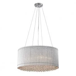 Brand new ๐ฅฐ Pamina 22 in. 5-Light Chrome Glam Drum Shade Chandelier by Edvivi ๐