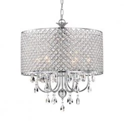 Flash Sale 🔔 Marya Modern 6-Light Chrome Round Chandelier with Beaded Drum /Hanging Clear Crystals by Edvivi ❤️
