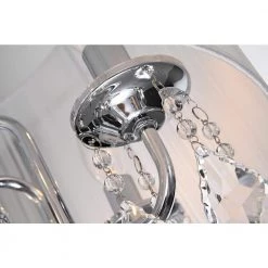 Budget 😀 Belle 6-Light Chrome Glam Chandelier with White Threaded Drum Shade and Clear Glass Hanging Crystals by Edvivi ✨ -Deals Edvivi || Atlas Store chrome edvivi chandeliers epg924wh 1d 1000