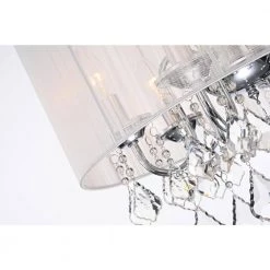 Budget 😀 Belle 6-Light Chrome Glam Chandelier with White Threaded Drum Shade and Clear Glass Hanging Crystals by Edvivi ✨ -Deals Edvivi || Atlas Store chrome edvivi chandeliers epg924wh 44 1000