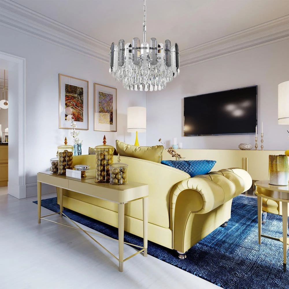 New ๐ Lydia 8-Light Chrome Round Tiered Chandelier with Hanging Rippled Crystals by Edvivi โญ 12 New ๐ Lydia 8-Light Chrome Round Tiered Chandelier with Hanging Rippled Crystals by Edvivi โญ - Image 10